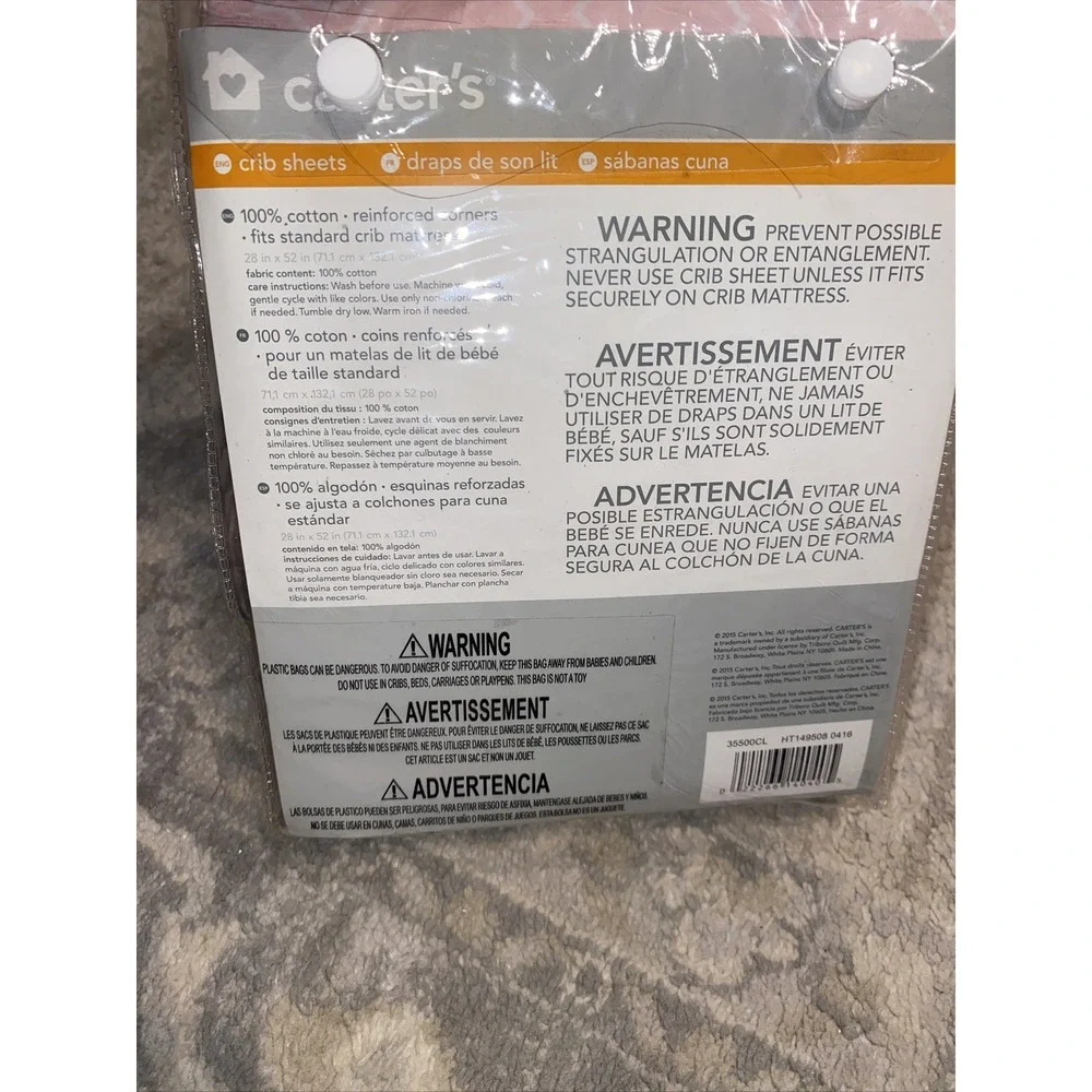 NEW CARTERS PINK AND WHITE Fitted Baby Crib‎ Sheet NEW GIRL